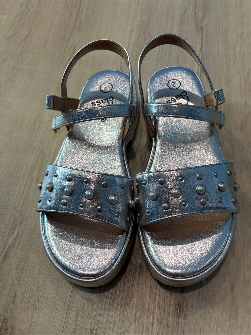 art class Silver Studded Girls' Slingback Sandals